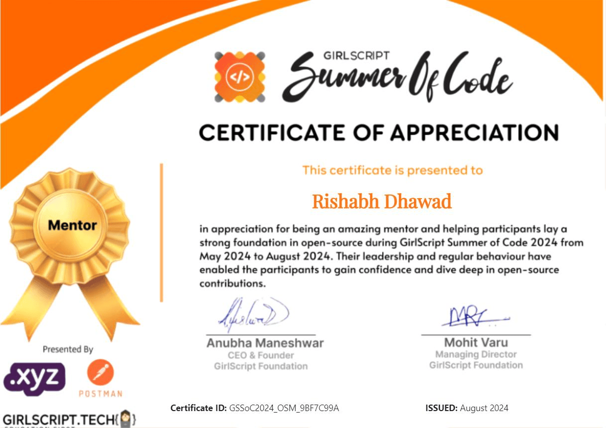 GirlScript Summer Of Code - Mentor 2024