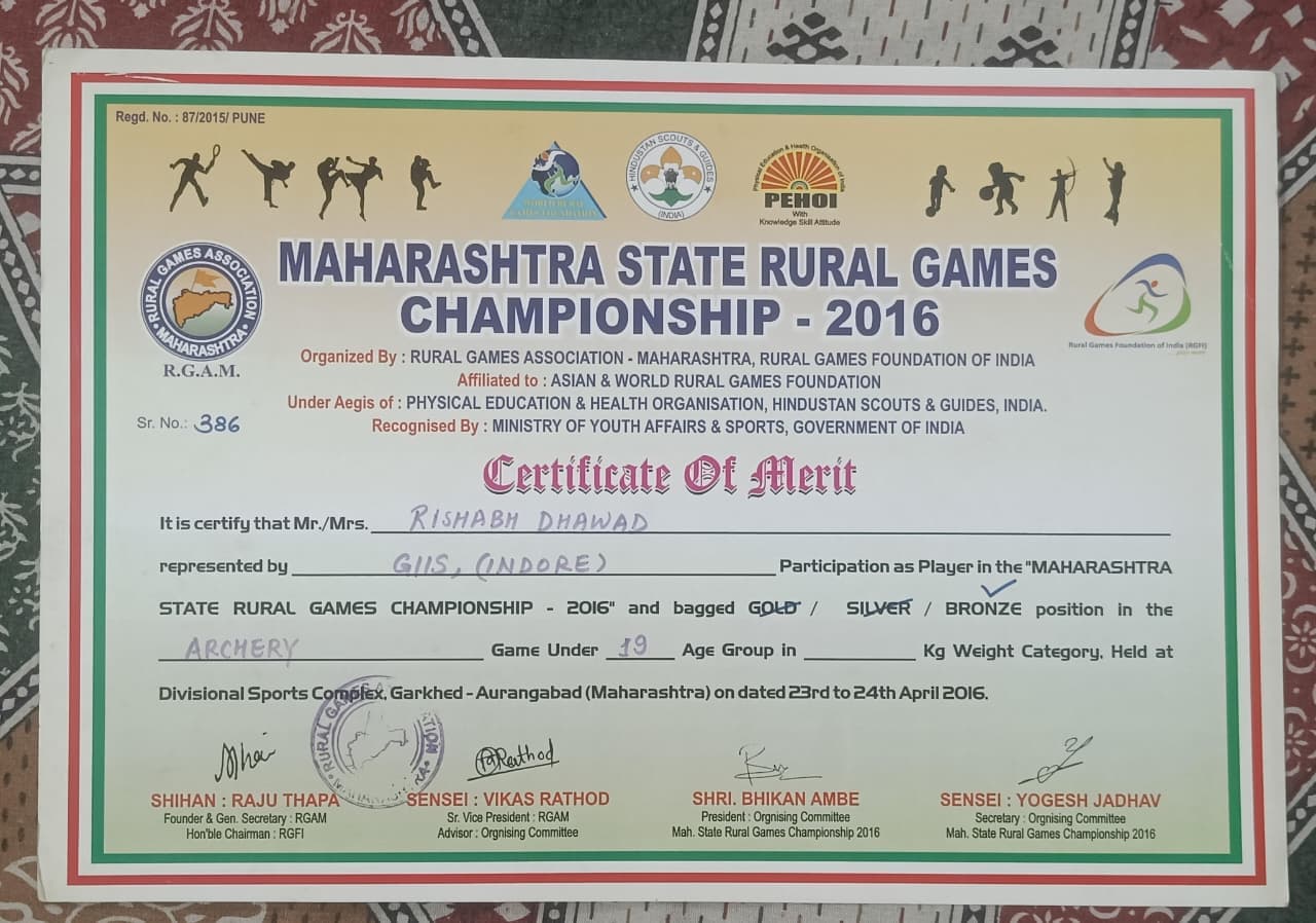 State Level Archery Championship 2016 ( 3rd Place - Under 19 )